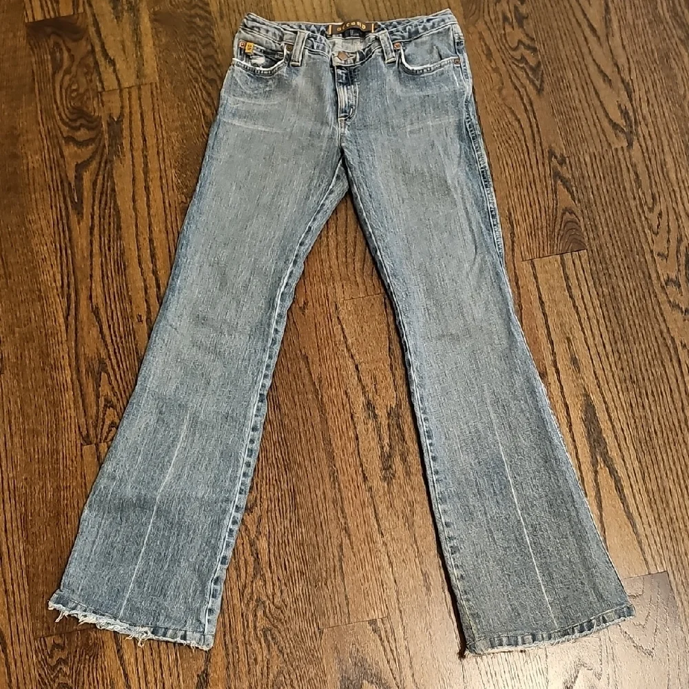 Women's Flare Leg Blue Denim Jeans - Picture 1 of 10